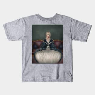 Marie Antoinette Portrait Historical Romantic Dress Holding a Skull and A Crystal Ball Kids T-Shirt